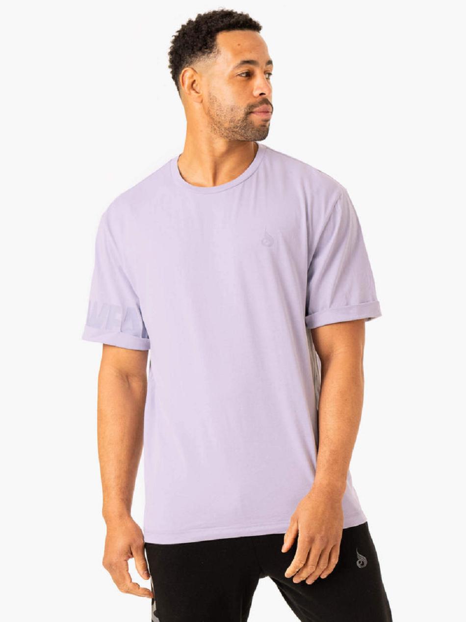 Lavender Men\'s Ryderwear Heritage Oversized T-Shirt Active Lounge | 133S85537