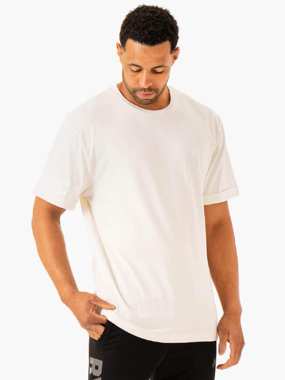 White Men's Ryderwear Heritage Oversized T-Shirt Active Lounge | 95ES65636