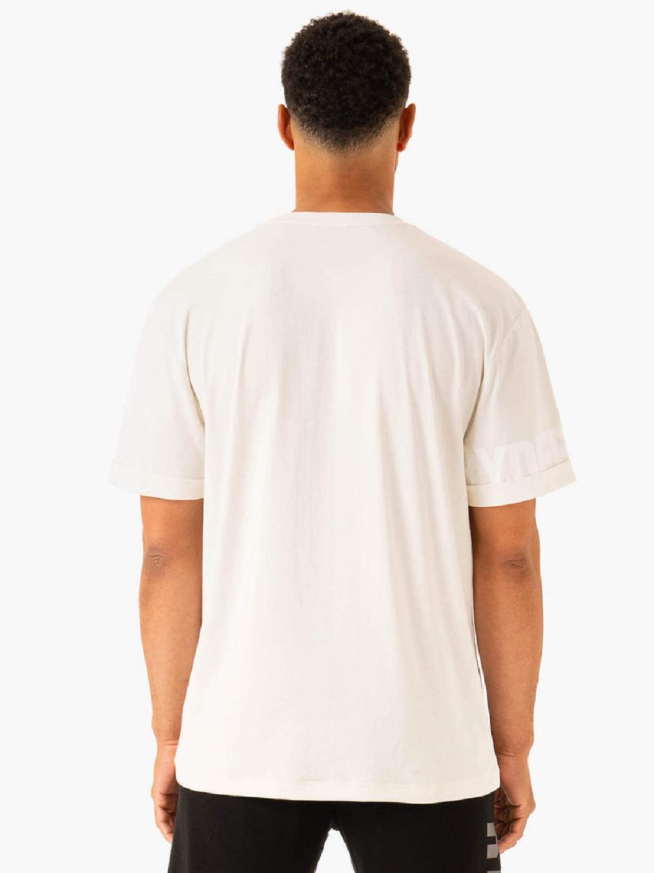 White Men's Ryderwear Heritage Oversized T-Shirt Active Lounge | 95ES65636