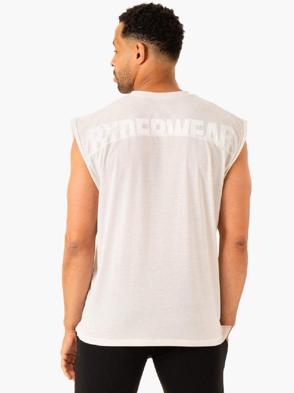 White Men's Ryderwear Heritage Wide Cut Tanks | OKT13262