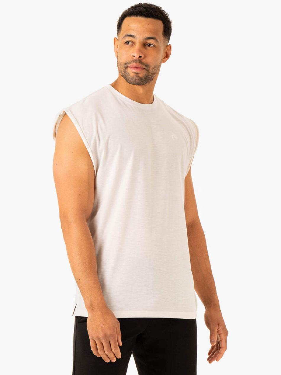 White Men's Ryderwear Heritage Wide Cut Tanks | OKT13262