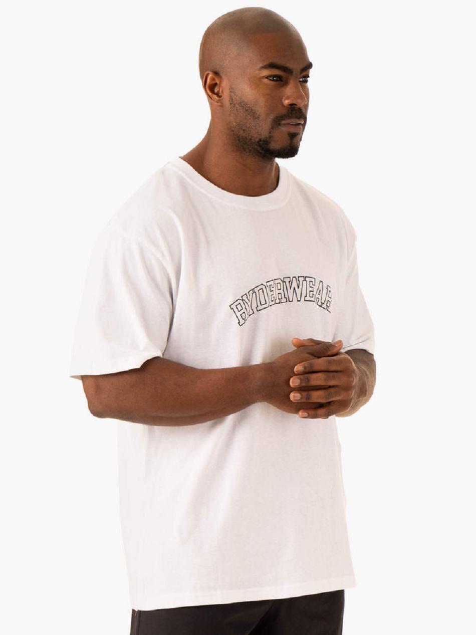White Men's Ryderwear Oversized T-shirt | G2T88423