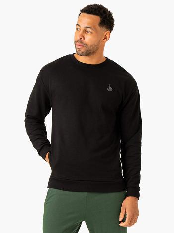 Black Men's Ryderwear Heritage Crew Neck Active Lounge | 95NG35782