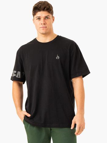 Black Men's Ryderwear Heritage Oversized T-Shirt Active Lounge | 94RT49348
