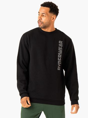 Black Men's Ryderwear Heritage Pullover Jumper Active Lounge | XG9649270