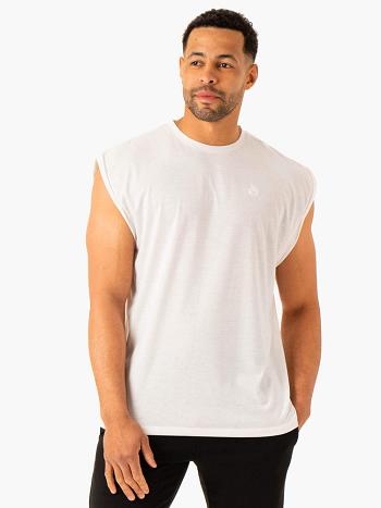 White Men's Ryderwear Heritage Wide Cut Tanks | OKT13262